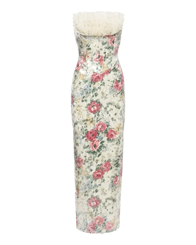 NISSA sequin-embellished ruffled midi dress - Nude Nude