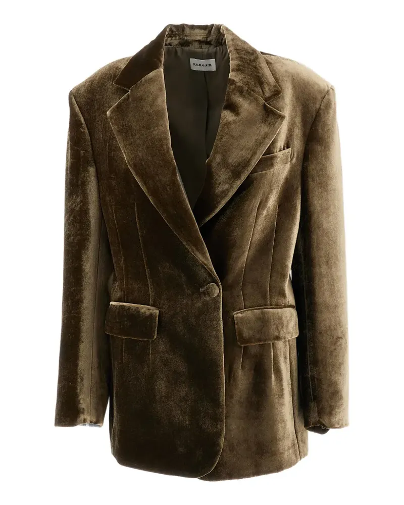 P.A.R.O.S.H. P.A.R.O H. Einreihige Ravel Jacke aus Samt - Braun Braun