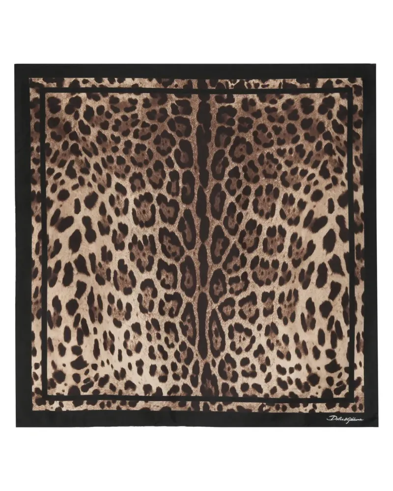 Dolce & Gabbana Seidenschal mit Leoparden-Print - Schwarz Schwarz