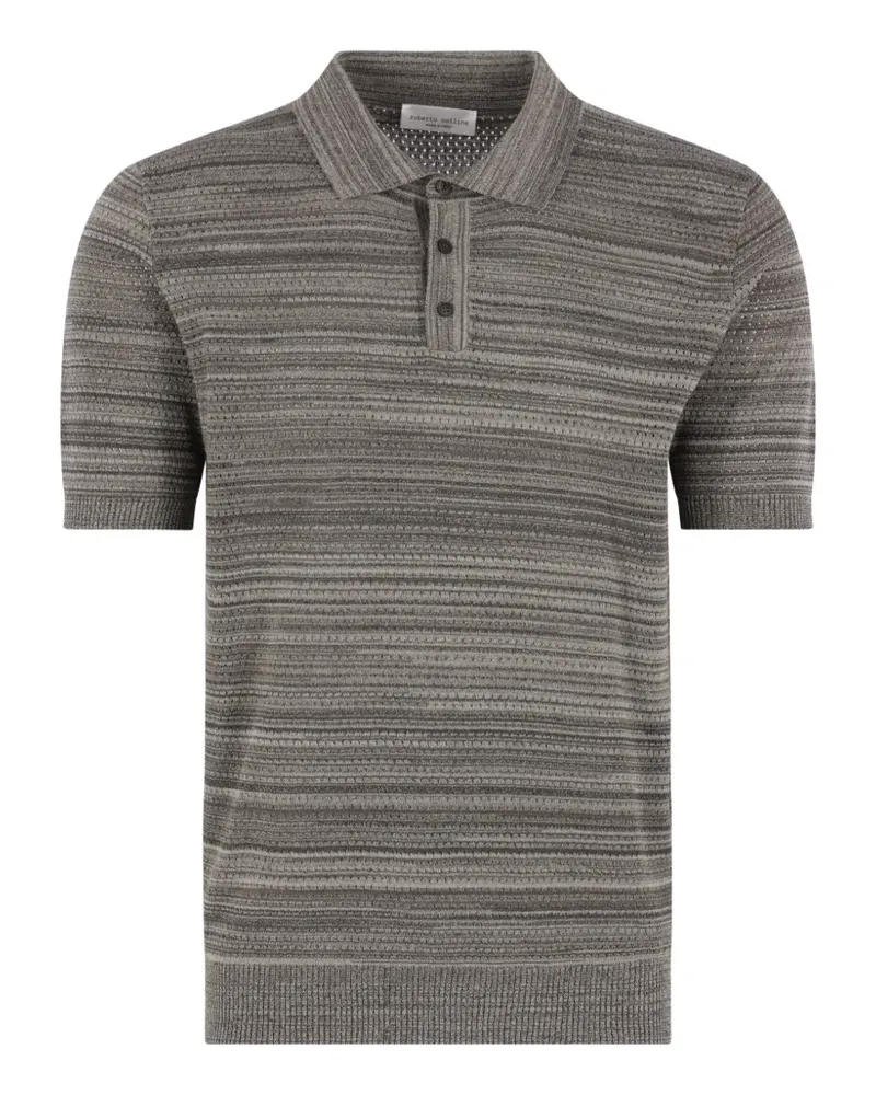 Roberto Collina pointelle-knit striped polo shirt - Grau Grau