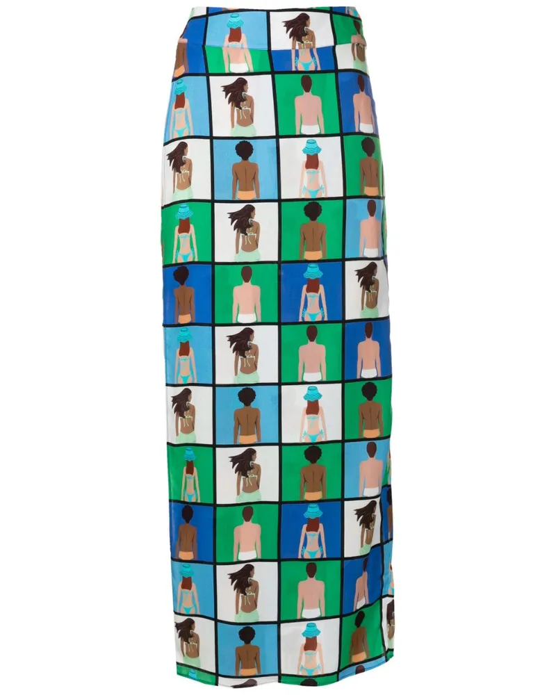 Amir Slama Midirock mit grafischem Print - Blau Blau