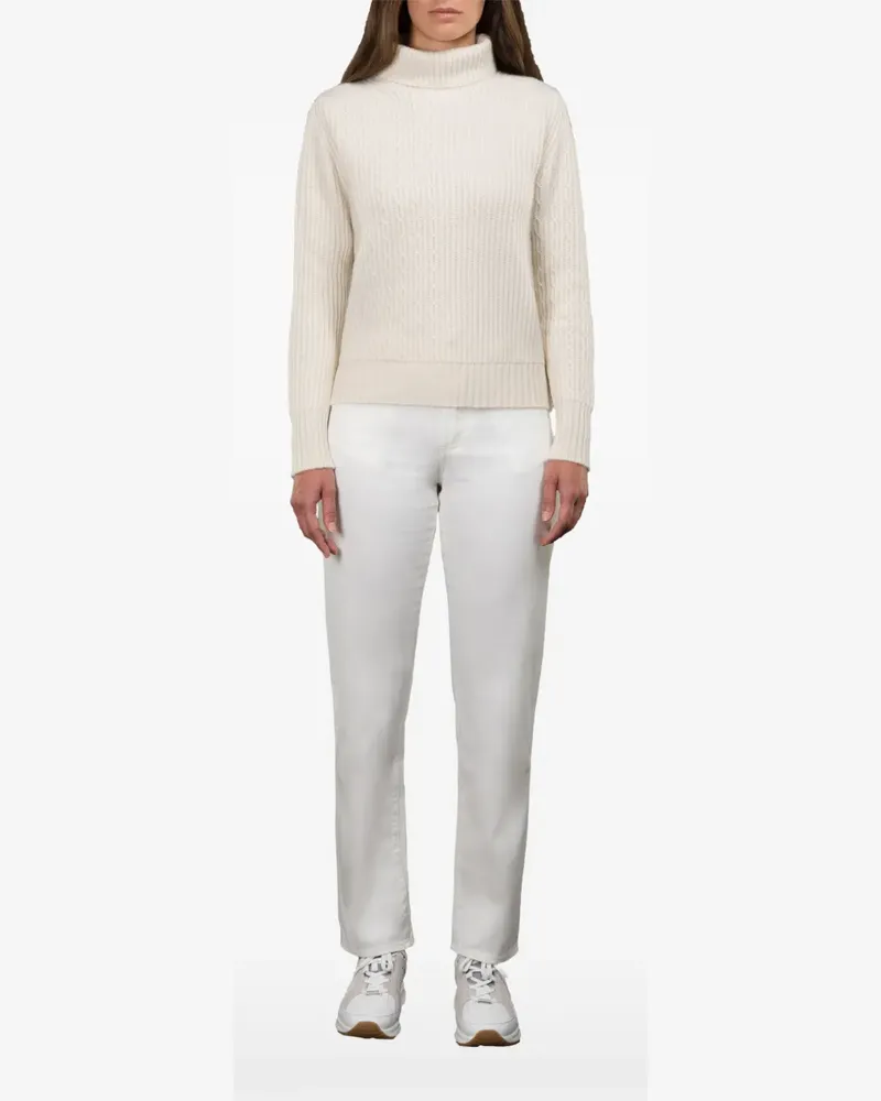 MOORER Rollkragenpullover mit Zopfmuster - Nude Nude