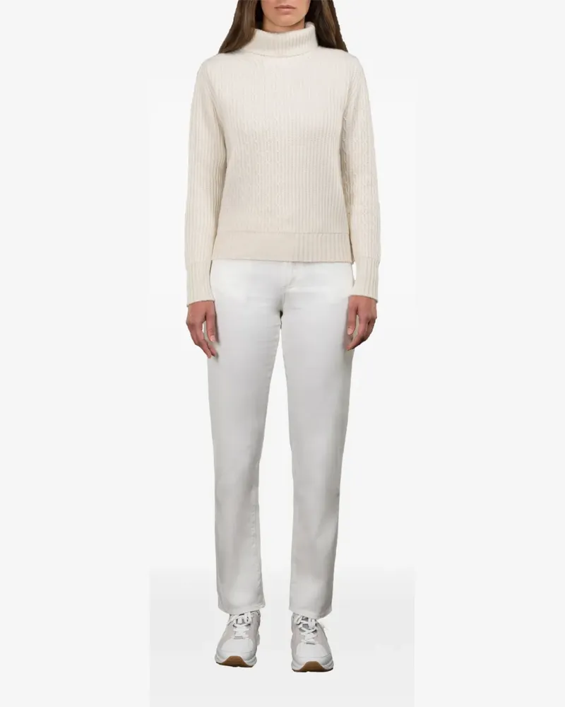 MOORER Rollkragenpullover mit Zopfmuster - Nude Nude