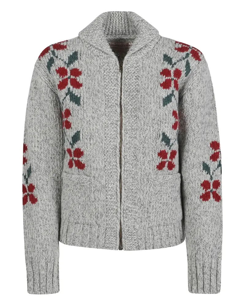 Filson zipped floral-embroidery cardigan - Grau Grau
