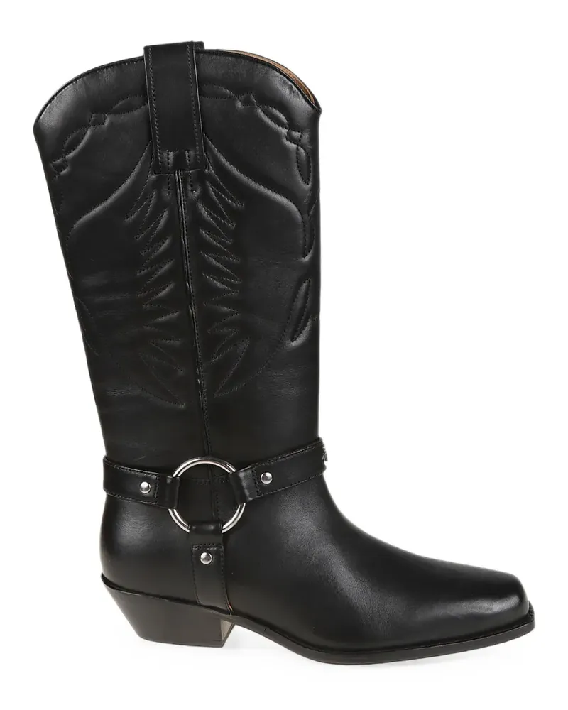 Patrizia Pepe embroidered leather cowboy boots - Schwarz Schwarz