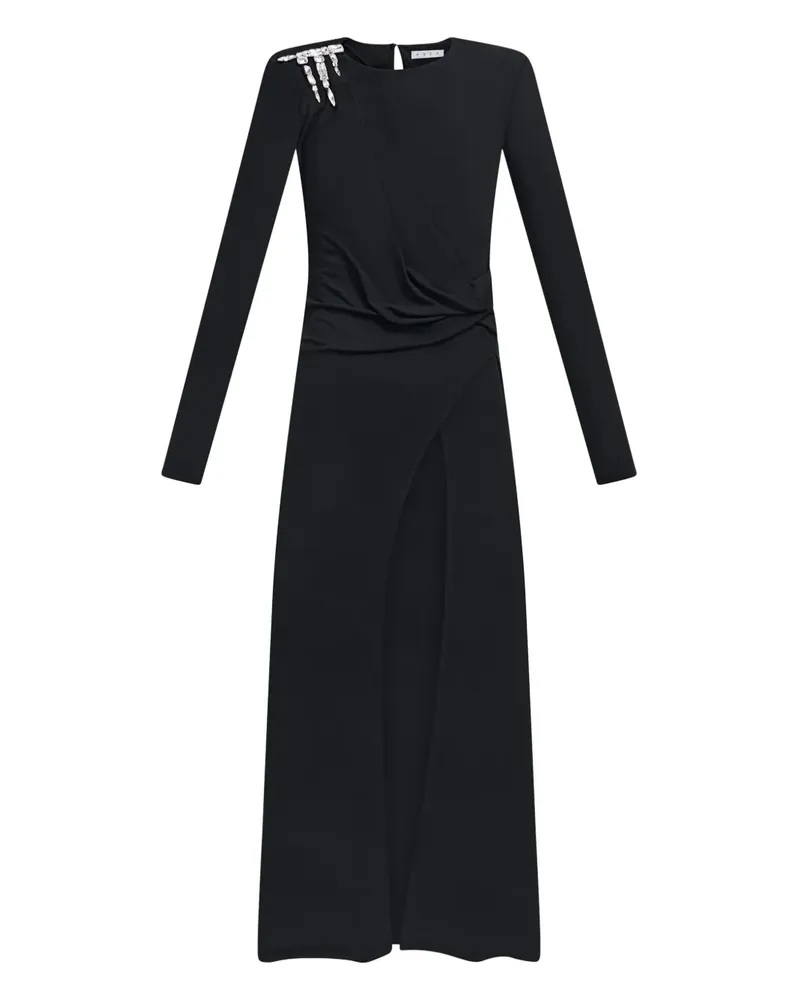 Area Drapiertes Abendkleid mit Kristallen - Schwarz Schwarz