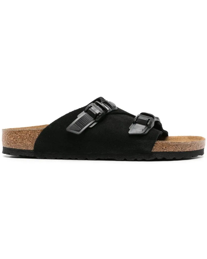 Birkenstock Zürich Tech Pantoletten aus Wildleder - Schwarz Schwarz