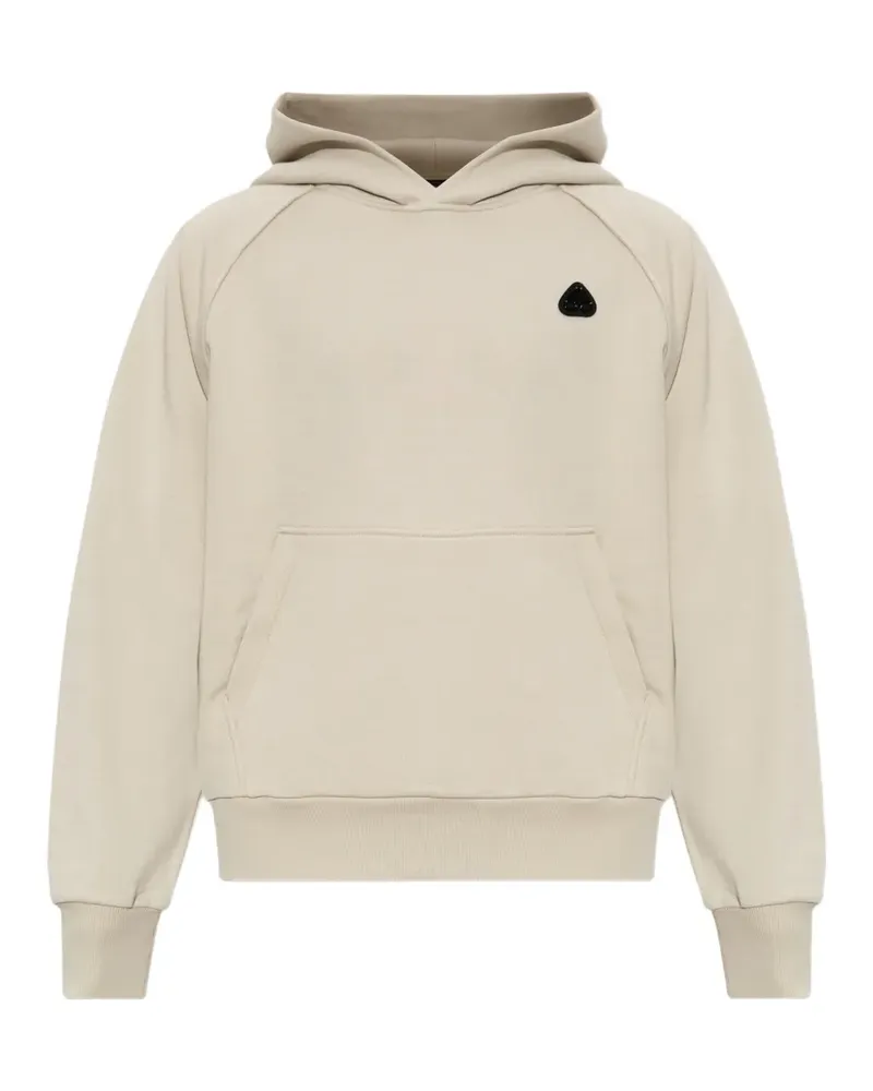 Moose Knuckles Yul logo-patch raglan-sleeve hoodie - Nude Nude