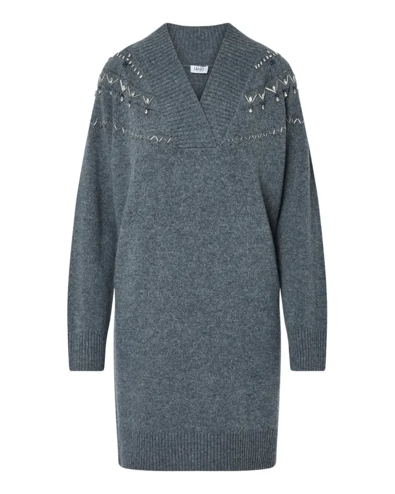 Liu Jo Strickkleid mit Schmuckstickerei - Grau Grau
