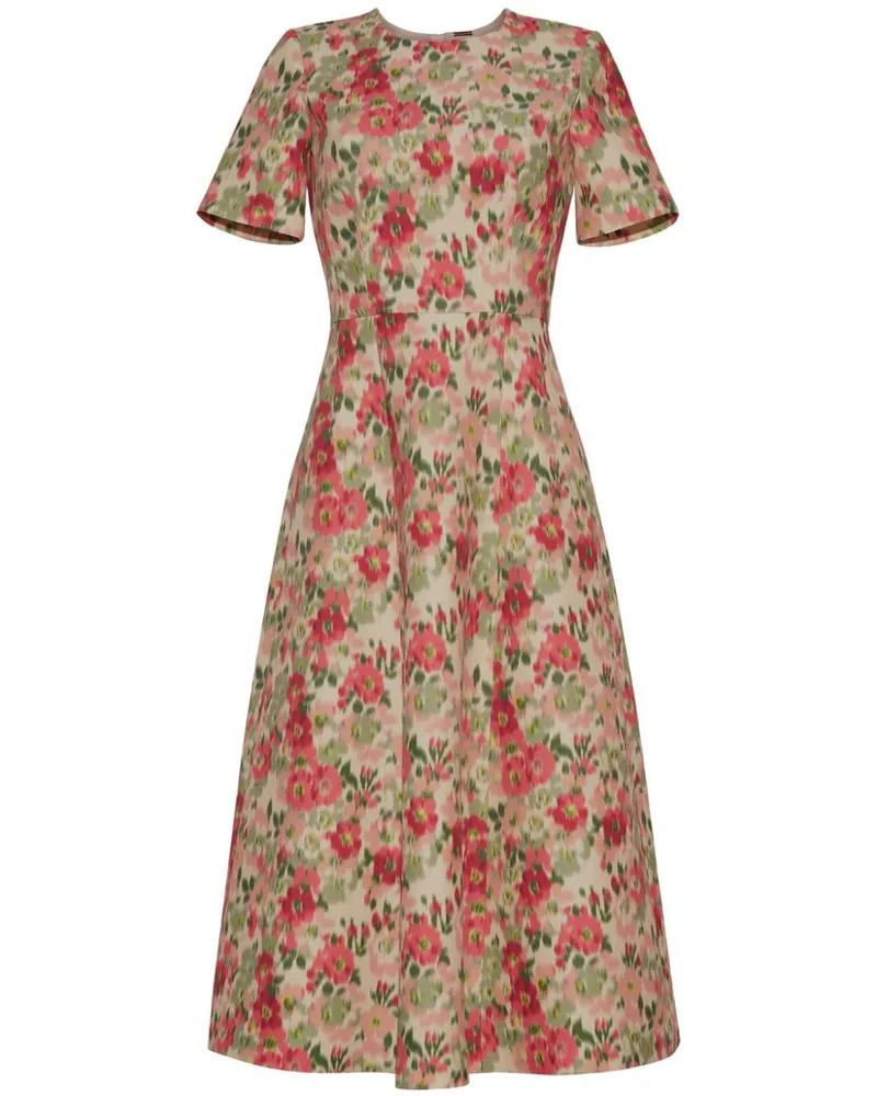 Adam Lippes Ausgestelltes Eloise Kleid mit Blumen-Print Nude