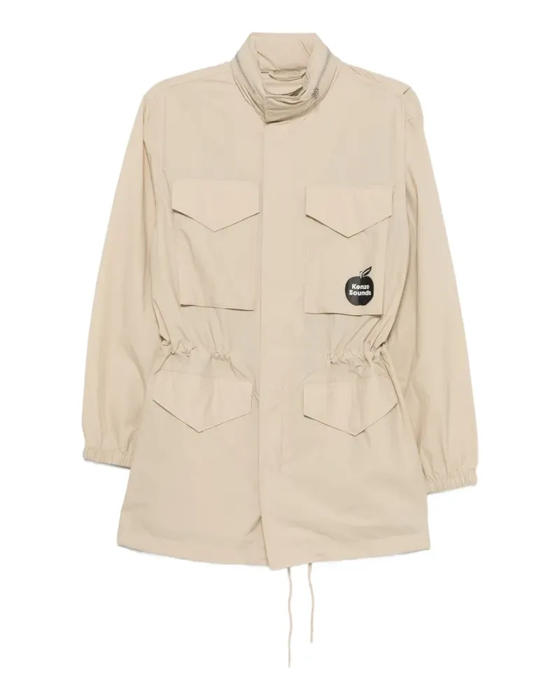 Kenzo Sounds logo-print parka coat - Nude Nude