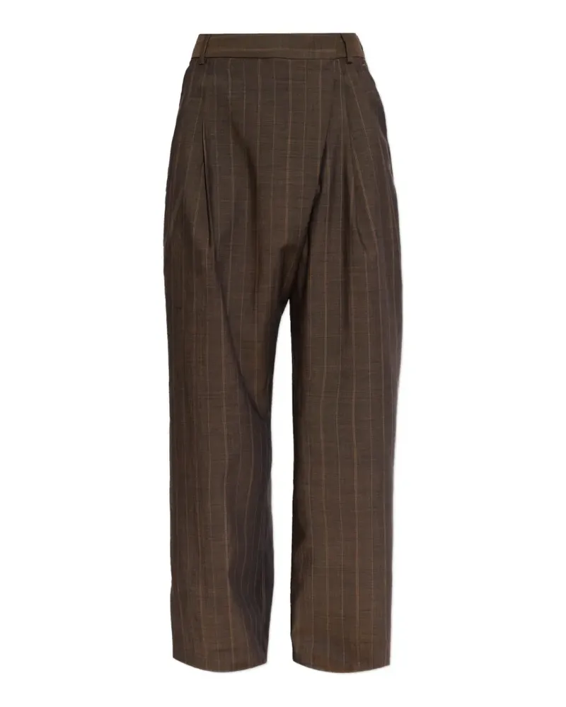 Ganni Hose mit braunen Nadelstreifen Braun