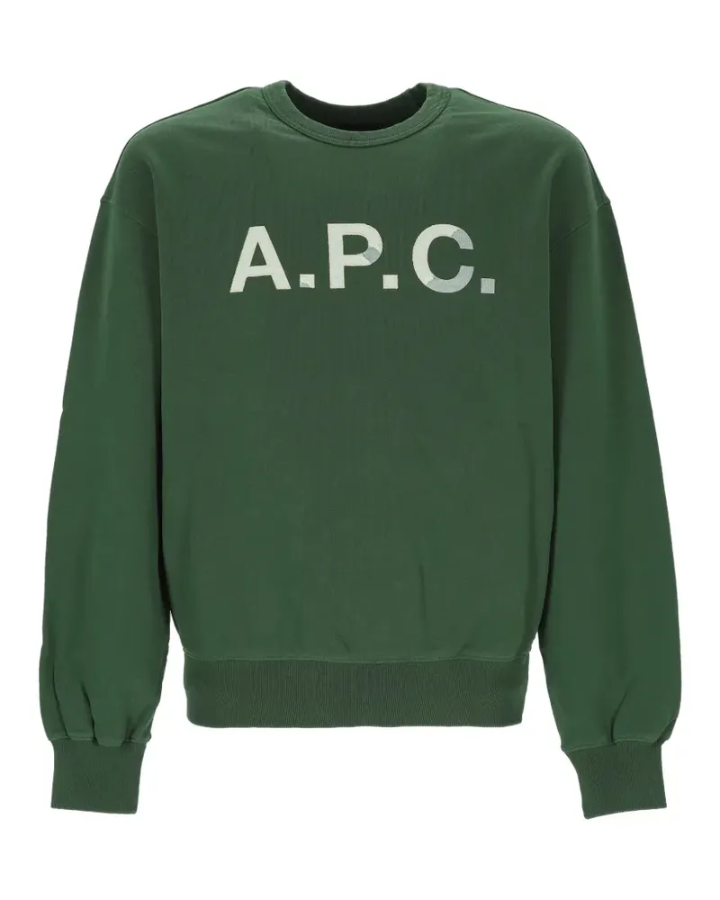 A.P.C. Sweatshirt mit Logo-Print - Grün Grün