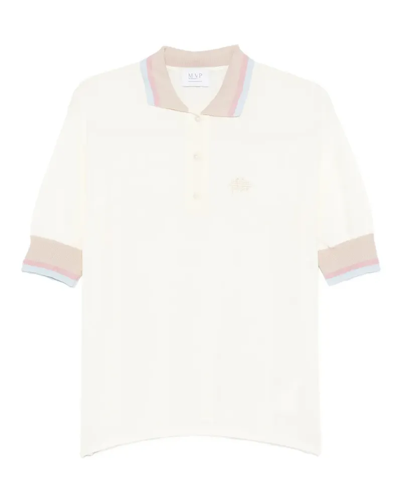 MVP Wardrobe logo-embroidered striped polo shirt - Nude Nude