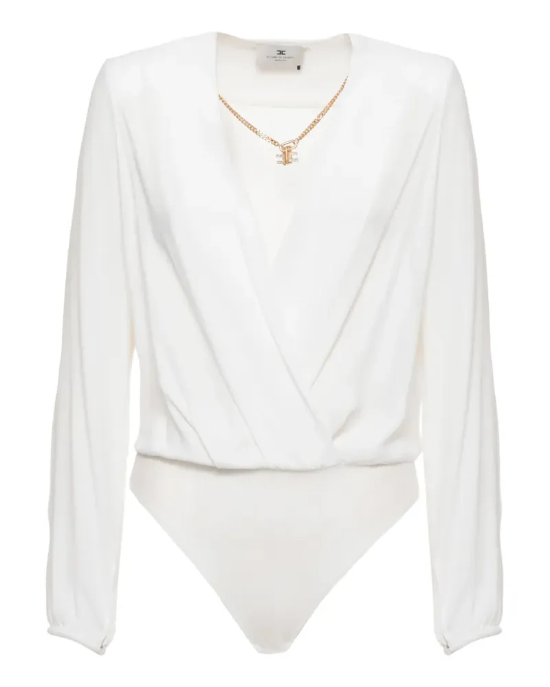 Elisabetta Franchi draped chain-detail bodysuit - Weiß Weiß