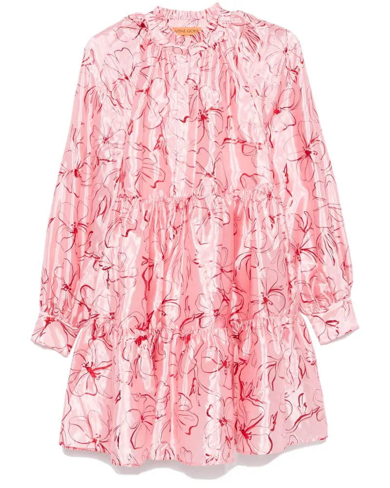 Stine Goya Foil Foliage Minikleid - Rosa Rosa