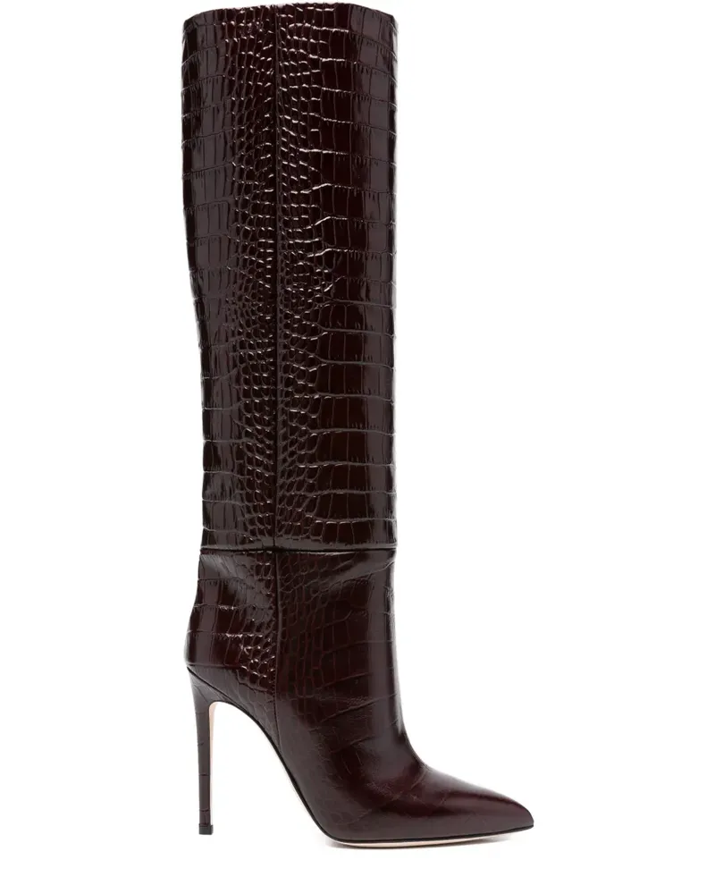 Paris Texas 100MM Stiletto-Stiefel mit Kroko-Effekt - Rot Rot