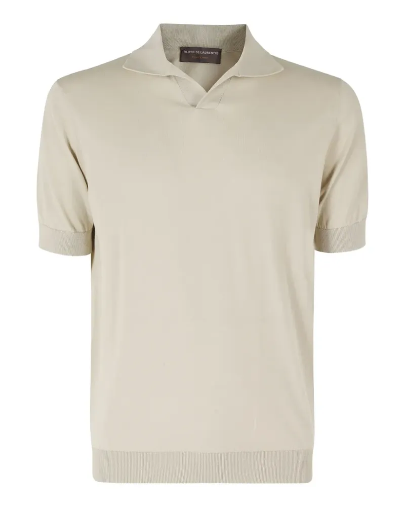 Filippo de Laurentiis fine-knit short-sleeve polo shirt - Nude Nude