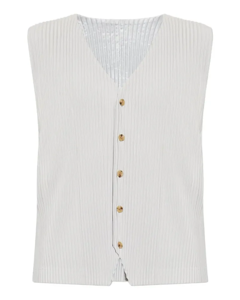 Issey Miyake pleated button-up vest - Grau Grau