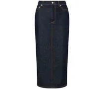 Mittellanger Bleistiftrock - Blau