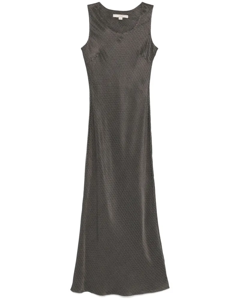 REMAIN Kariertes Maxikleid mit Diagonalschnitt - Grau Grau