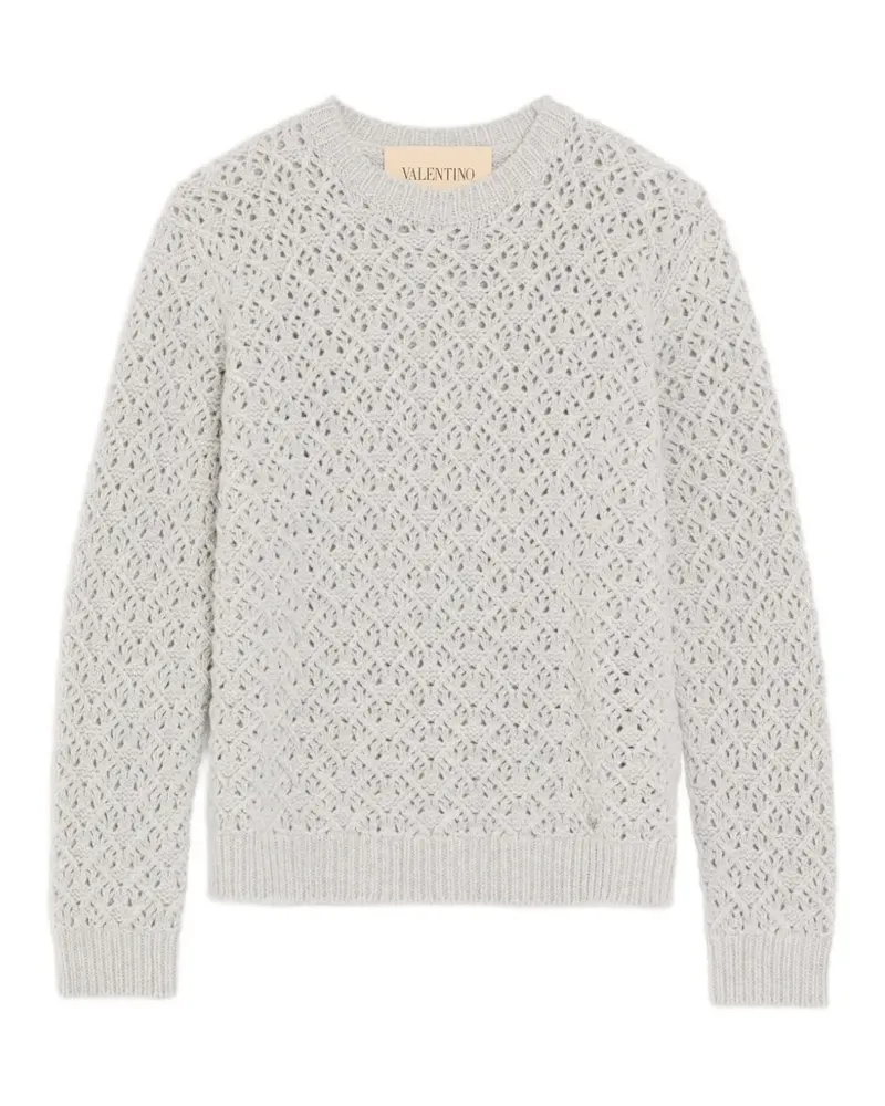 Valentino Garavani Pullover aus Wolle und Kaschmir mit metallischem V-Detail - Grau Grau
