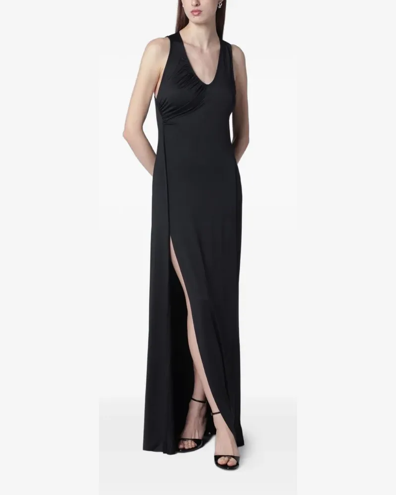 Victoria Beckham gathered slit-detail scoop-neck dress - Schwarz Schwarz
