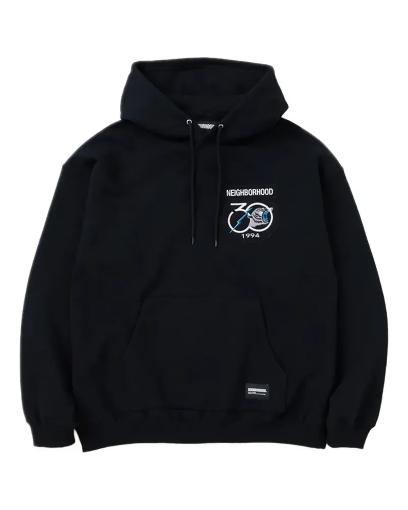Neighborhood Hoodie mit aufgestickten Patches - Schwarz Schwarz