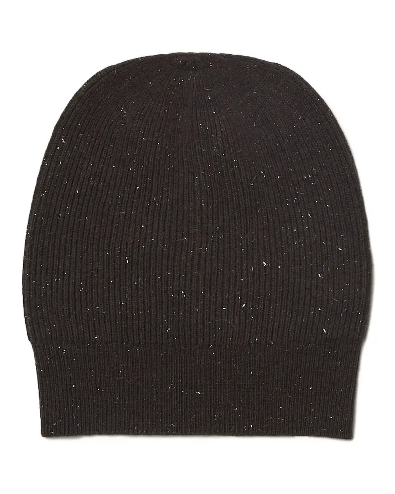 Peserico Gerippte Beanie im Glitter-Look - Braun Braun