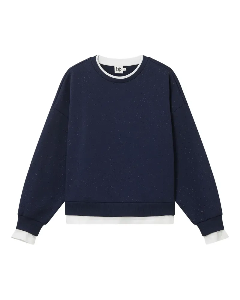 b+ab Sweatshirt im Layering-Look mit Glitter - Blau Blau