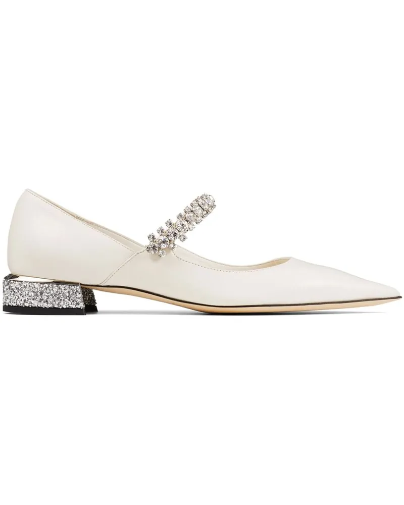 Jimmy Choo Bing Ballerinas mit Kristallriemen - Weiß Weiß