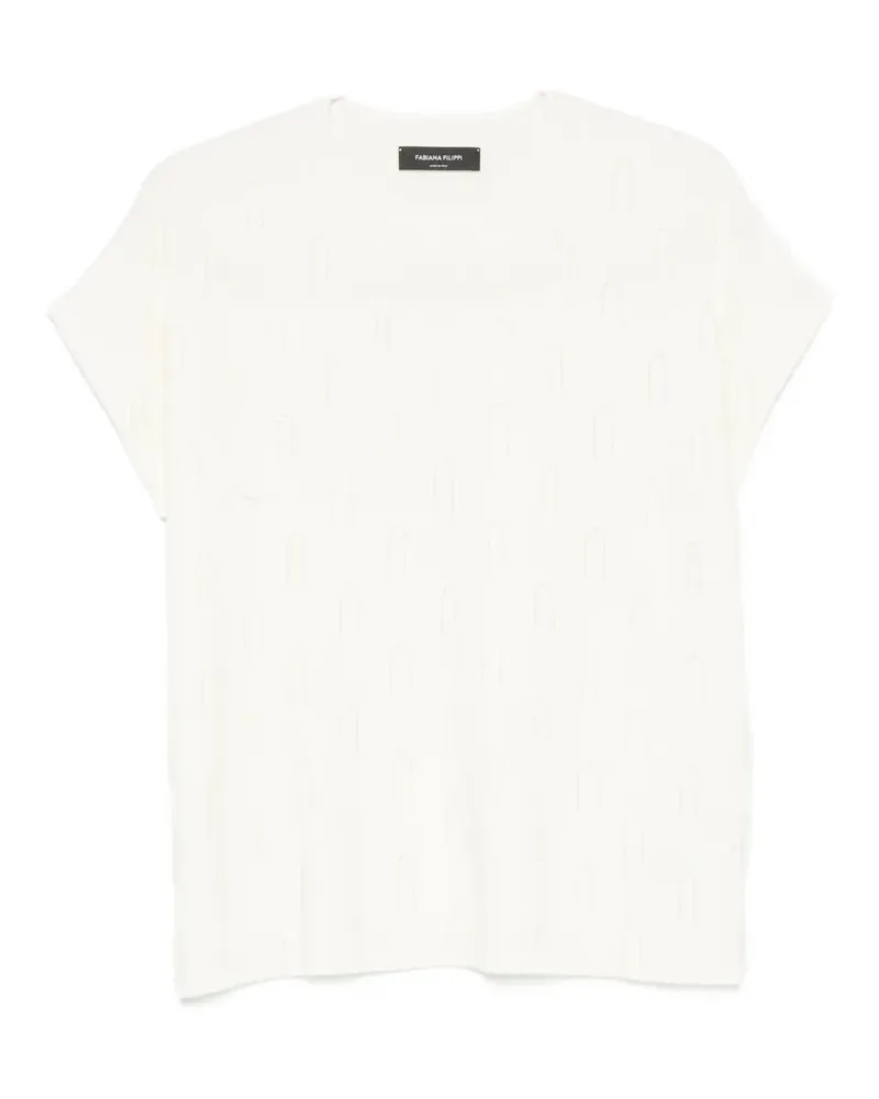 Fabiana Filippi bead-embellished short-sleeve sweater - Weiß Weiß