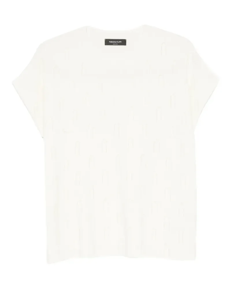 Fabiana Filippi Kurzärmeliger Pullover mit Perlen - Weiß Weiß