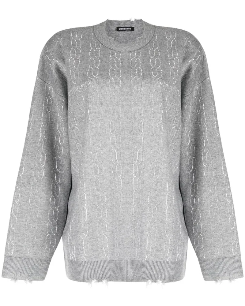 Ground Zero Distressed-Pullover mit Logo - Grau Grau