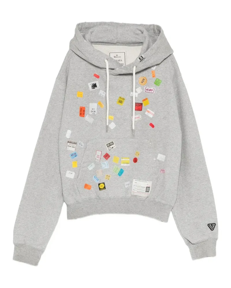 MIHARAYASUHIRO price tag sticker printed hoodie - Grau Grau