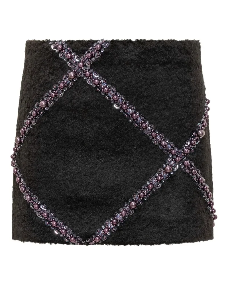 Des Phemmes Minirock mit Perlen - Schwarz Schwarz