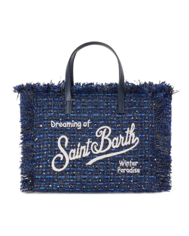 MC2 Saint Barth Marineblaue Colette Tasche mit Lurex-Fäden und Logo-Stickerei Blau