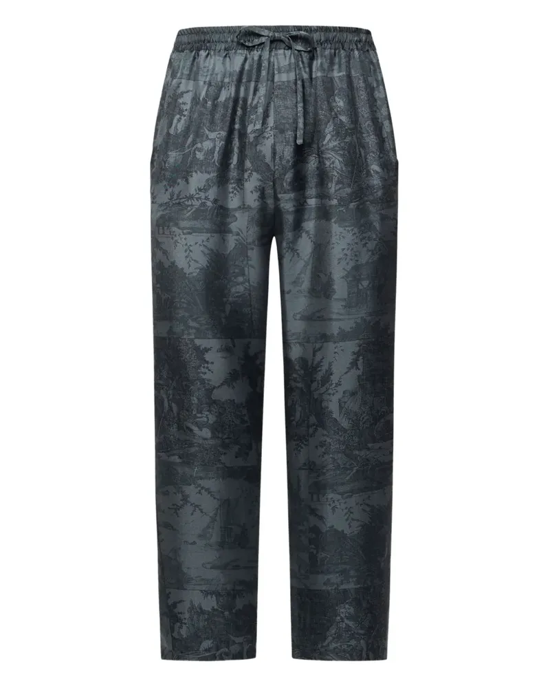 Pierre-Louis Mascia landscape-print drawstring-waist trousers - Schwarz Schwarz