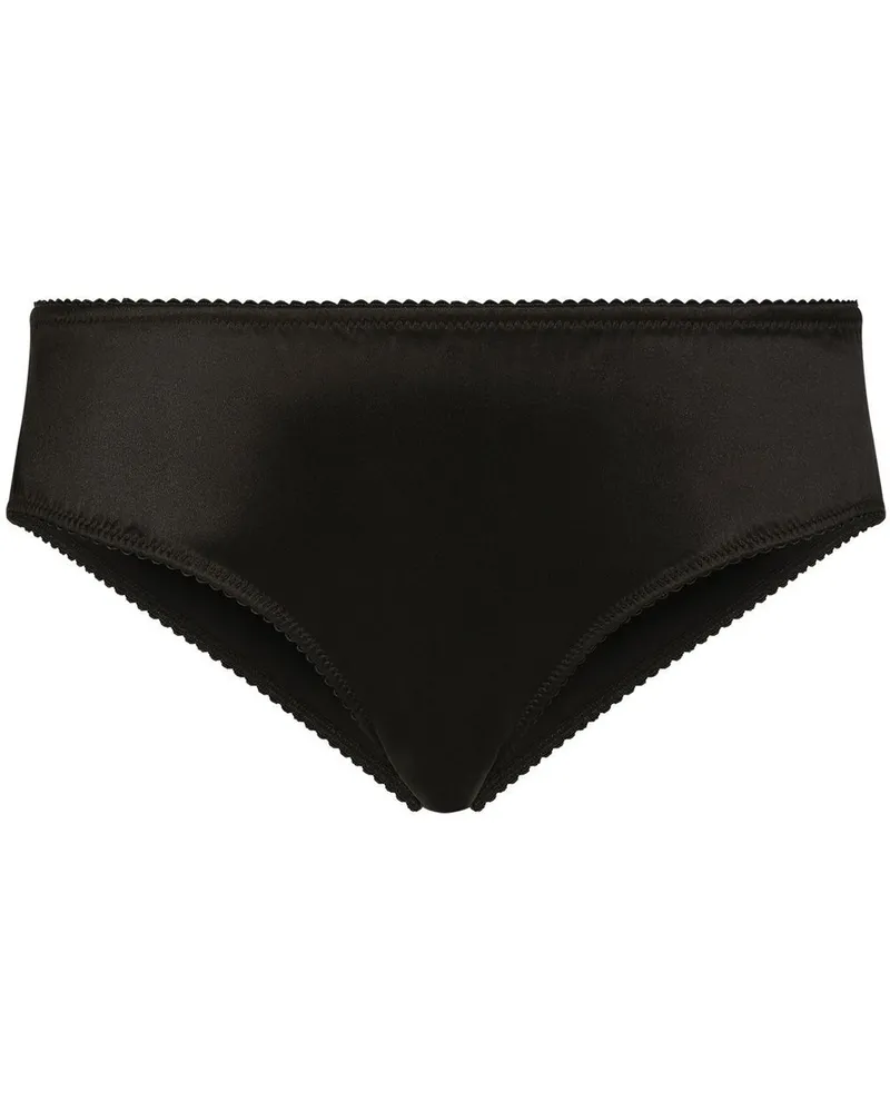 Dolce & Gabbana Halbhoher Slip aus Satin - Schwarz Schwarz