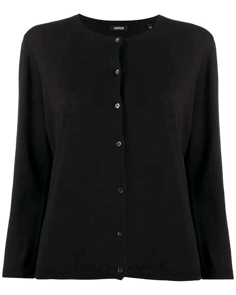 ASPESI Cardigan mit rundem Ausschnitt - Schwarz Schwarz