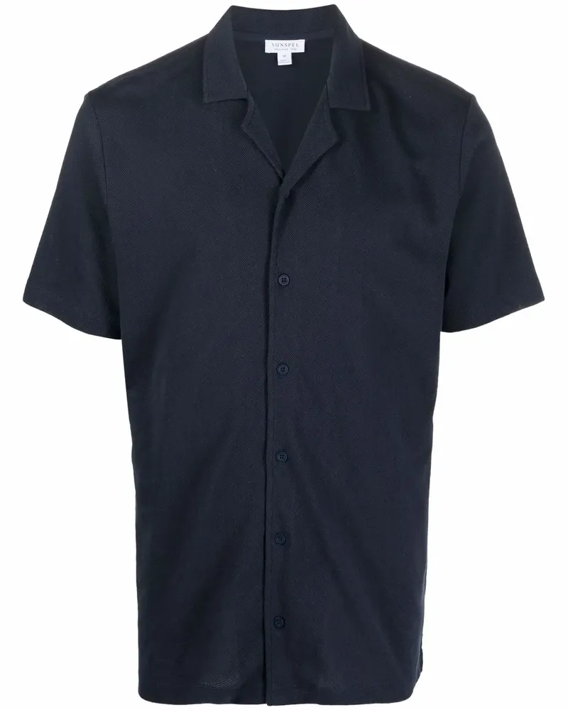 Sunspel Poloshirt mit Knöpfen Blau