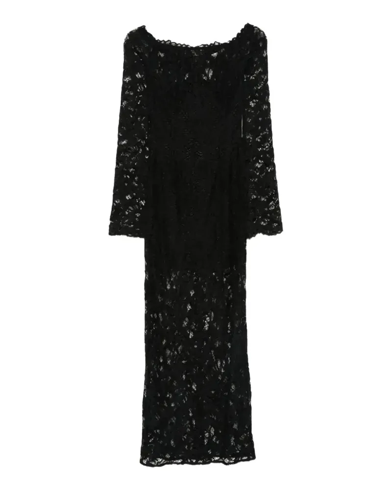 MANURÍ feather detail lace dress - Schwarz Schwarz