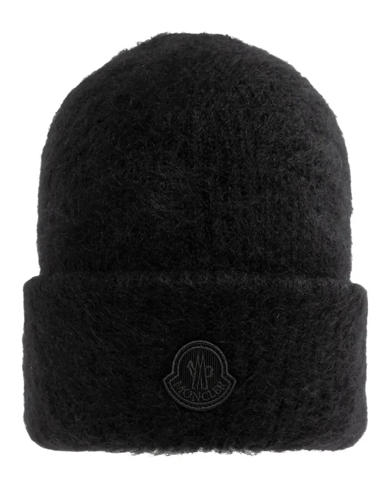 Moncler Beanie mit Logo-Patch - Schwarz Schwarz