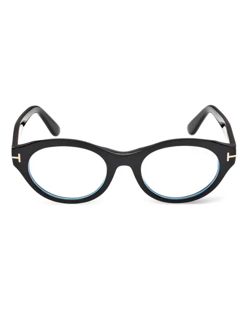 Tom Ford T-logo round-frame glasses - Schwarz Schwarz