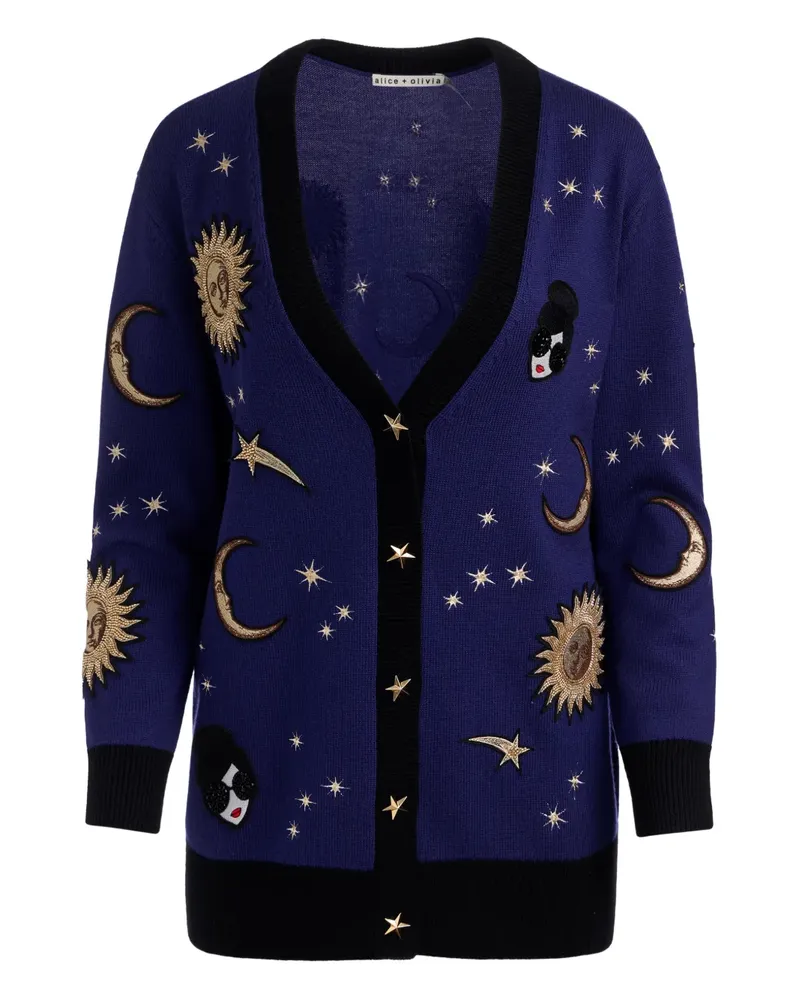 Alice + Olivia Cardigan mit Himmels-Motiv - Blau Blau