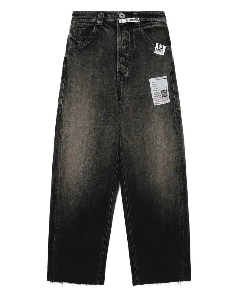 MIHARAYASUHIRO Ungesäumte Wide-Leg-Jeans - Schwarz Schwarz