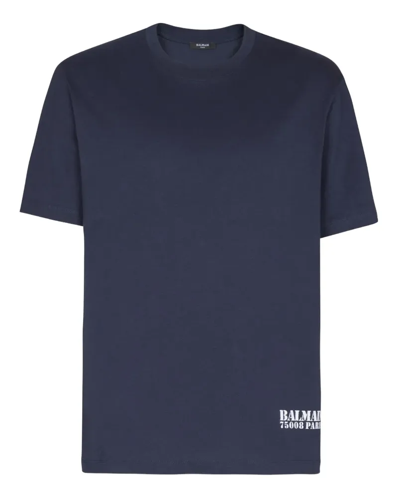 Balmain T-Shirt mit Logo-Stempel - Blau Blau
