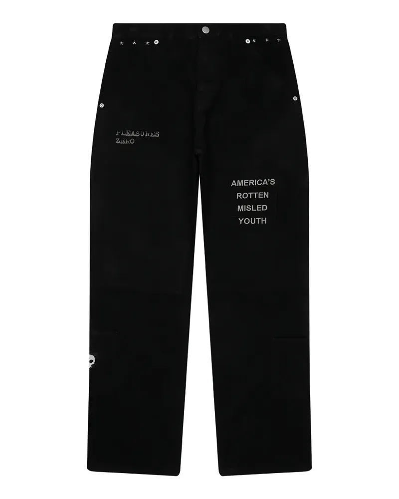 PLEASURES Zero Work embroidered trousers - Schwarz Schwarz