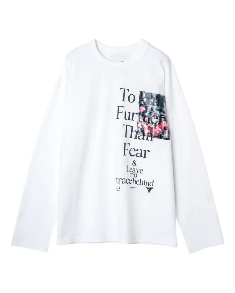 Yoshio Kubo Langarmshirt mit grafischem Print - Weiß Weiß