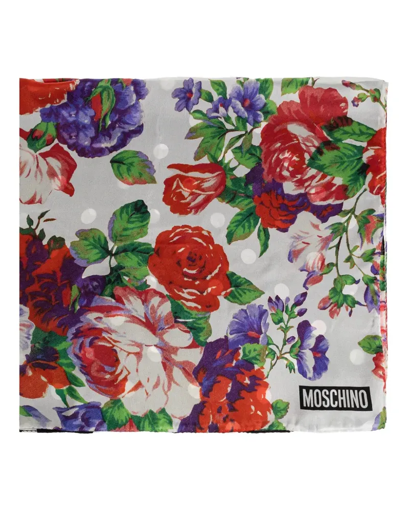 Moschino floral-print polka-dot scarf - Grau Grau